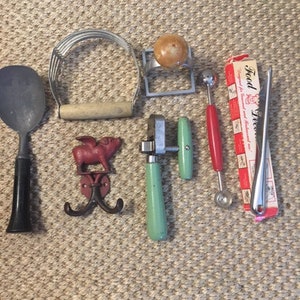 Seven Vintage Kitchen Utensils Tools Use or Display