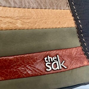 The Sak Leather Shoulder Bag Patchwork Neutral Colors Vintage 90s image 7