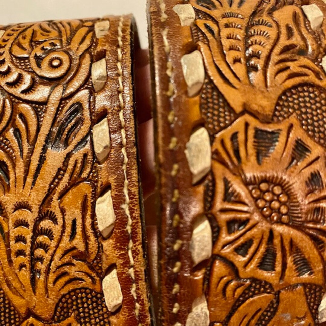 Nelidas Southern Imports Women's Hand Tooled Leather Western Belt – 1.5" Brown Floral Cowgirl Rodeo Belt