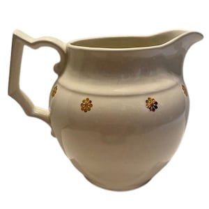 Hall Pitcher Jug White Gold Floral Trim 1540