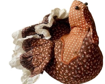 Stuffed Turkey Centerpiece Throw Pillow Fall Farmhouse Thanksgiving Decor Handmade Vintage
