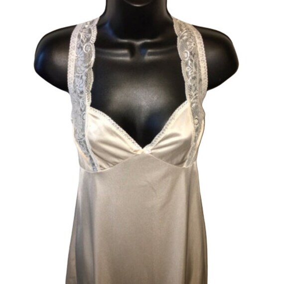 Bali Chemise Nightgown Cream Lace Sz 32 Vintage Nylon… Gem