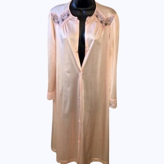 Robe Vanity Fair Vintage Peach Peignoir Robe Nylon Si… - Gem