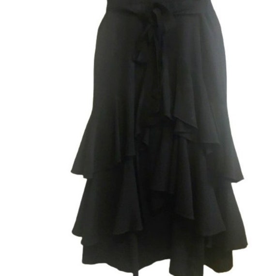 Little Black Dress Vintage Sequin Neckline Flounc… - image 5