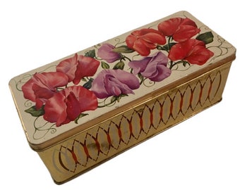 Burton's Gold Medal Biscuits LTD Tin Decorative Storage Vintage 50s 60s Morning Glories