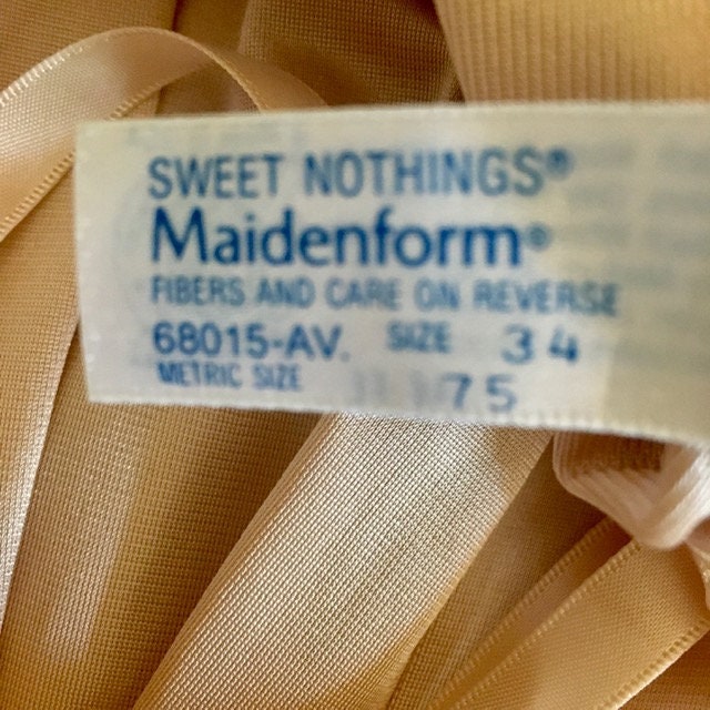 Maidenform Full Slip Vintage 80s Sweet Nothings Tan Lace 34 Made