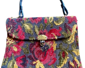 Chenille Gobeläng Mattväska Vegansk Vintage 1960-talsväska