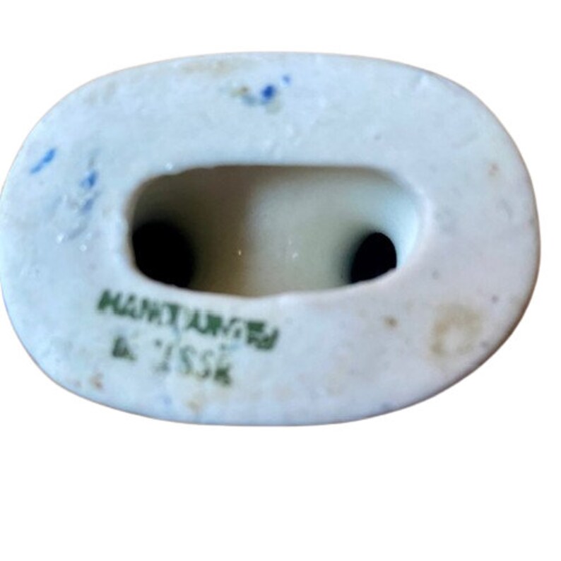Porslinshästfigur Gzhel handmålad Sovjetunionen blåvit dekor vintage 1980-tal bild 5