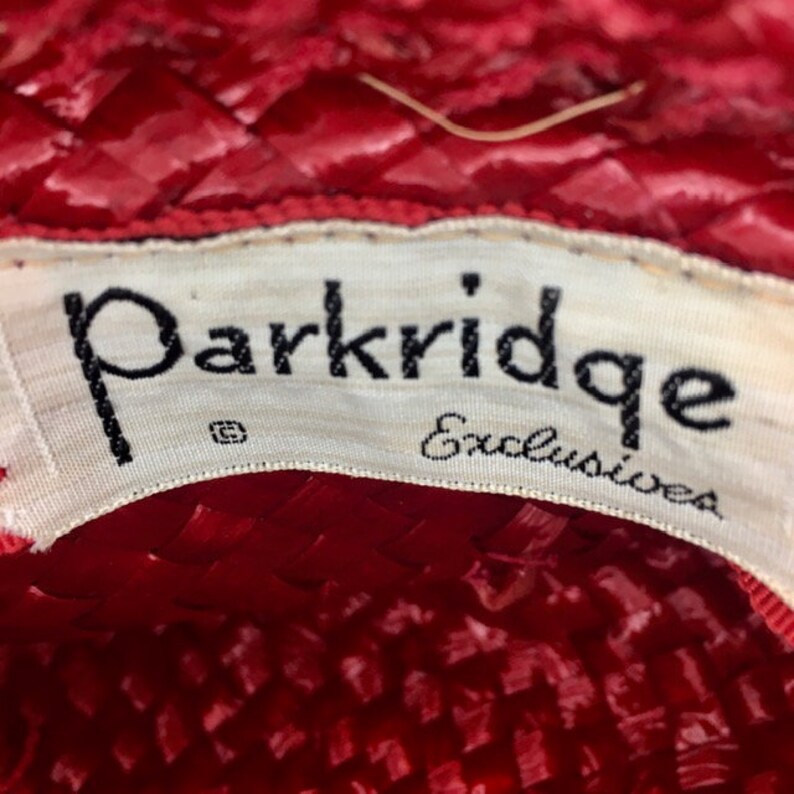 Parkridge Exclusives Vintage Red Straw Hat Red Netting Overlay