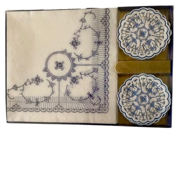 ロイヤルコペンハーゲン(ブルーフラワー)デンマーク製布ナフキン2枚