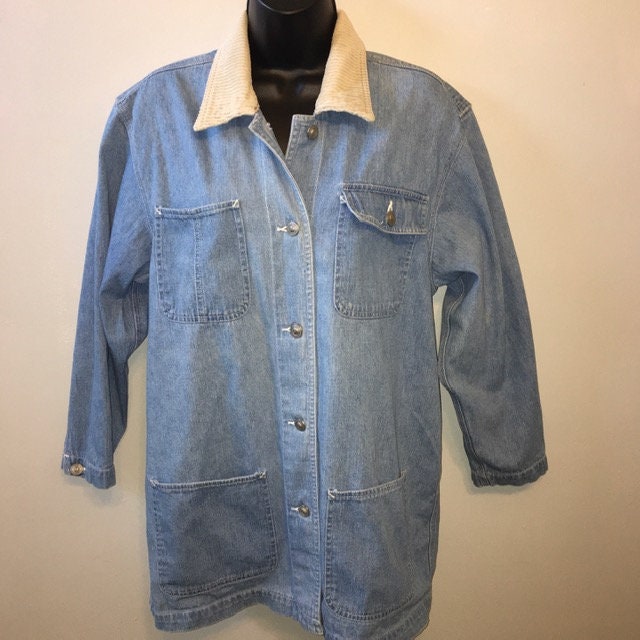 Denim Barn Coat Jacket Corduroy Collar 
