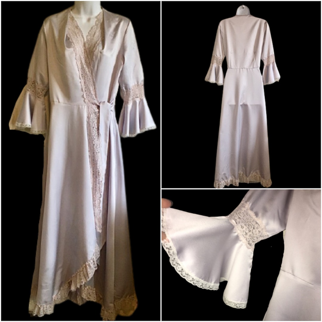 Charles Grahame for Harrods Vintage Robe Dressing Gown Silver Lacy 1960s Glamour Etsy