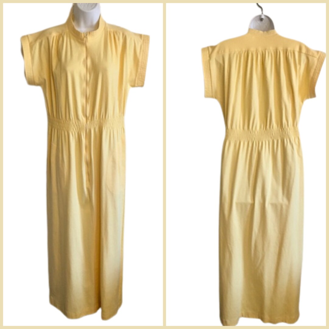 Vintage 70s Robes of California Zip Front Cotton Full Length Robe