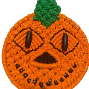 Macrame Jack O Lantern Pumpkin Handmade Fall Halloween Decor