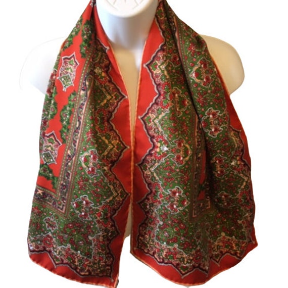 Scarf Vintage Ben Goodman Orange Paisley Made in … - image 2