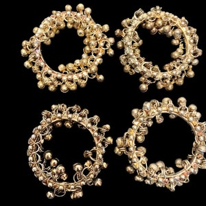 Silver Tone Napking Rings Bells Rhinestones Fancy Boho Set of Four Romantic Glam Table Decor
