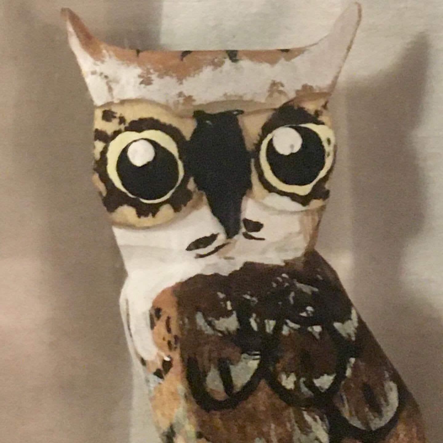 Owl Figurine Vintage 1970s Great Horned Owl Hand Carved in Lucite Made in Canada