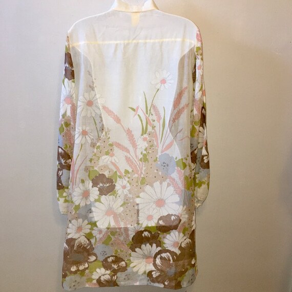 Dress Vintage Floral Border Print Sheer Dress Tun… - image 4