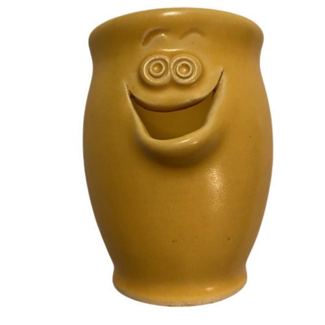 Art Pottery Egg Separator Smiling Face Sunny Yellow Signed Etsy