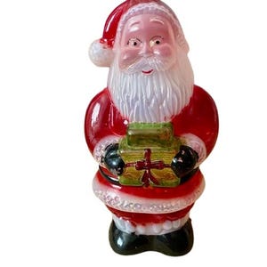 Santa Claus Plastic Blow Mold Light Up Decoration Mid Century Vintage 1960s