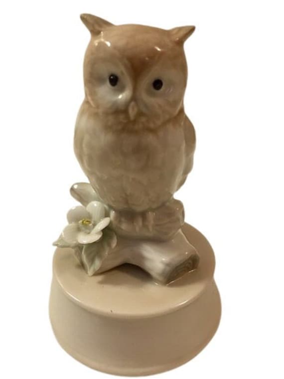 Owl Music Box Otagiri Porcelain Owl Musical Figurine as Time Etsy