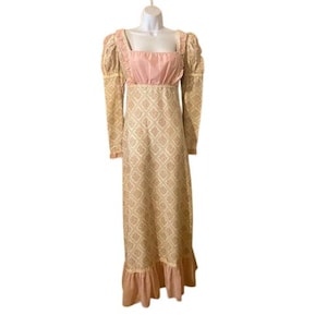 Gunne Sax van Jessica 1969 Black Label Prairie Renaissance Calico Maxi