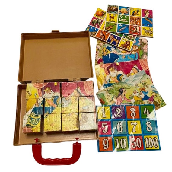 Hermann Eichhorn Wooden Puzzle Blocks With Case Vintage Germany