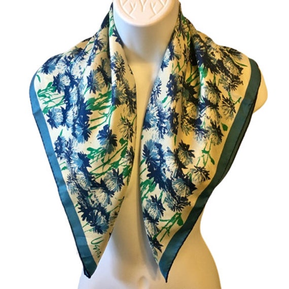 Scarf Vera Neumann Silk Vintage 70s Thistle Print… - image 1