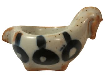 Stoneware Horse Trinket Dish Egg Cup Mini Planter Takahashi Made in Japan Mid Century Vintage 1950s