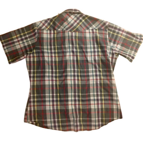 Western Shirt Vintage 80s Wrangler Plaid Short Sl… - image 4