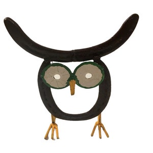 Owl Horseshoe Art Owl Folk Art Outsider Handmade Recycled Upcycled Garden Art