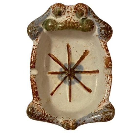 Stoneware Ceramic Frog Ashtray Soapdish Trinket D… - image 1