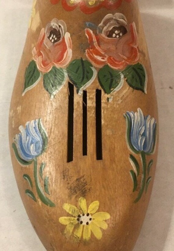 Shoe Form Hand Painted Folk Art Cobbler Shoemakers Vintage Wooden