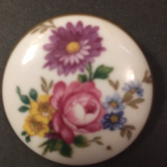 Seltmann Weiden Porcelain Brooch Pin Round Floral… - image 1