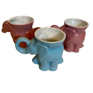 Frankoma Mugs Ceramic Political GOP DEM Vintage 80s 90s Donkey Elephant Pink Blue Sold Separately