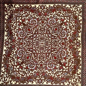 Paisley Mandala Print Scarf Vintage Silk Square