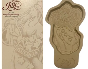 Molde para galletas de cerámica Longaberger Angel Joy 1996, coleccionable, para uso o decoración, fabricado en EE. UU.
