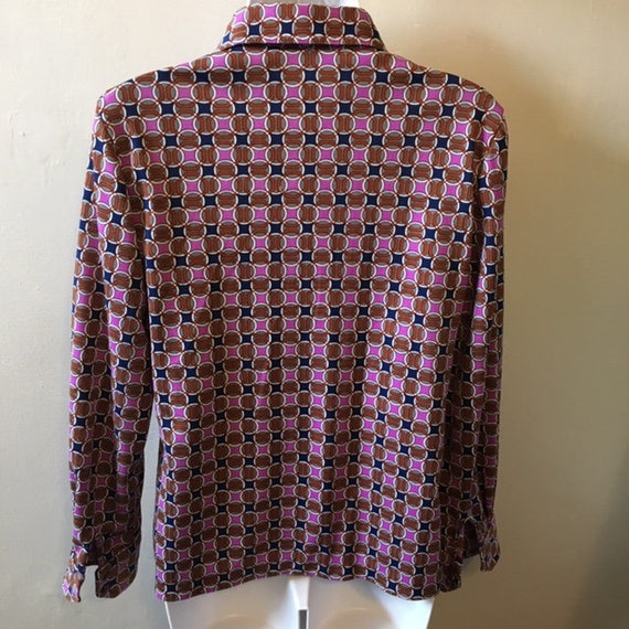 Vintage 1970's Polyester Knit Button Front Blouse - image 4