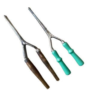 Antique Curling Irons Hair Crimpers Non Electric Primitive Rustic Set of Two Vintage 1920s Salon Decor