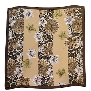 Scarf Adrienne Landau Studio Vintage Silk Animal Prints Leopard Brown Gold Large Square