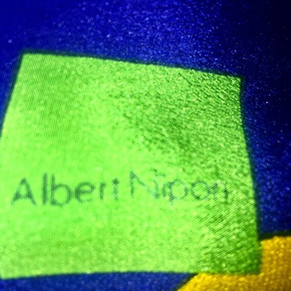 Albert Nipon Silk Scarf Vintage 80s Bold Geometri… - image 5