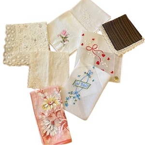 Vintage Hankies Lot of Eight Variety of Handkerchiefs