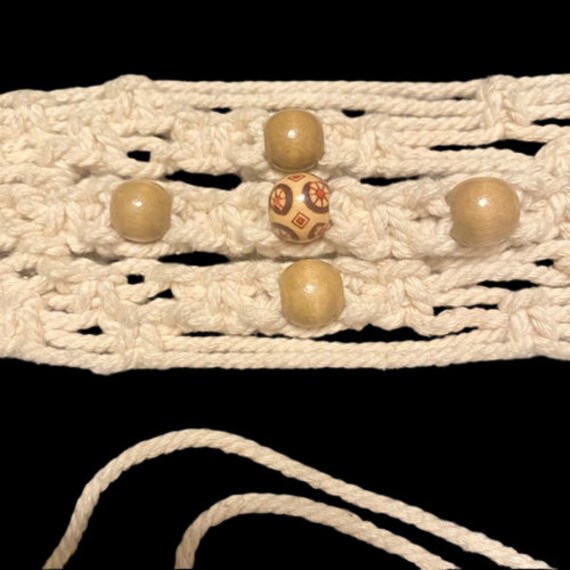 Macrame Belt Handmade Vintage 1970s Wooden Beads … - image 3