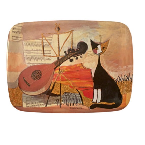 Tray Rosina Wachtmeister Cat Music Pimpernel Art for the Table Mandolin  Sheet Music 