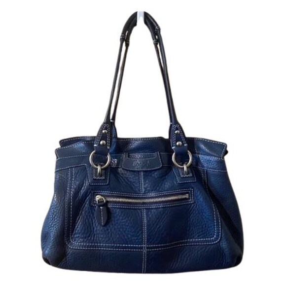 Coach Penelope Satchel Blue Pebbled Leather F14686 Etsy