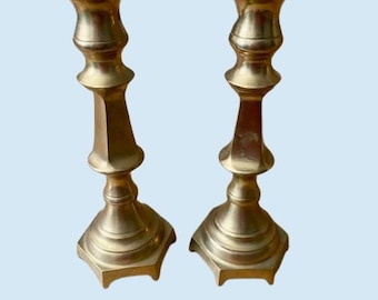 Brass Candlesticks Pair Candle Holders for Tapers Set of Two Vintage Brass
