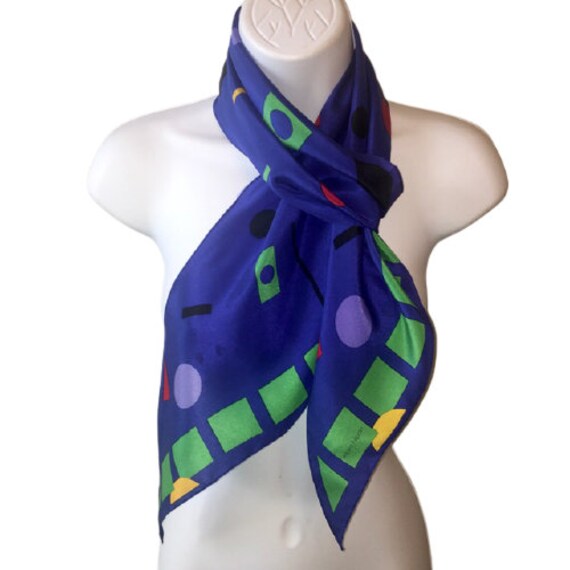 Albert Nipon Silk Scarf Vintage 80s Bold Geometri… - image 4