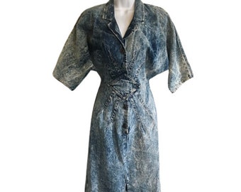 Dress Acid Wash Notorious Denim Dress Vintage 80s