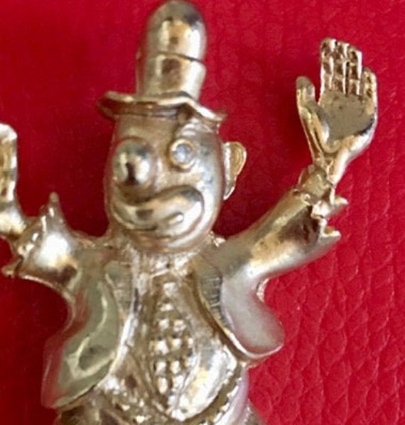 Gold tone Metal Vintage Clown Pin Brooch - image 2