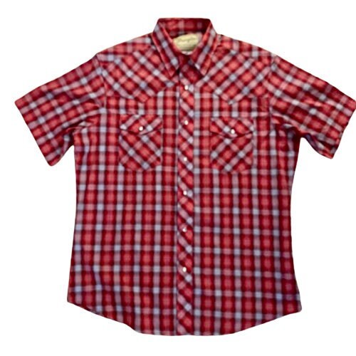 Chemise Wrangler Western – Manches courtes – Carreaux rouge/orange/gris – Style cowboy C073 - Vêtements